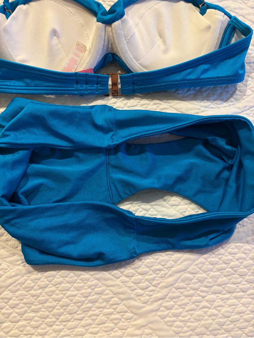 Victoria's Secret Vibrant Blue/Teal Twist Bandeau Bikini- EUC- Size Small - Picture 5 of 8